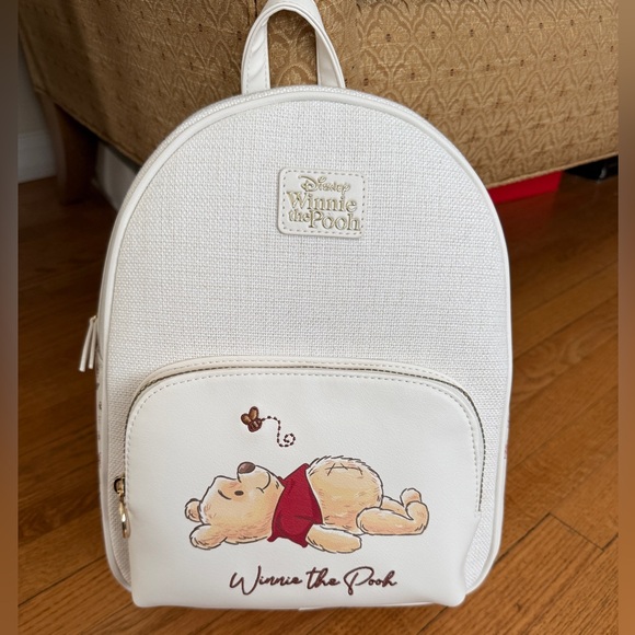 Disney Winnie the Pooh Cream White Canvas Backpack NWT